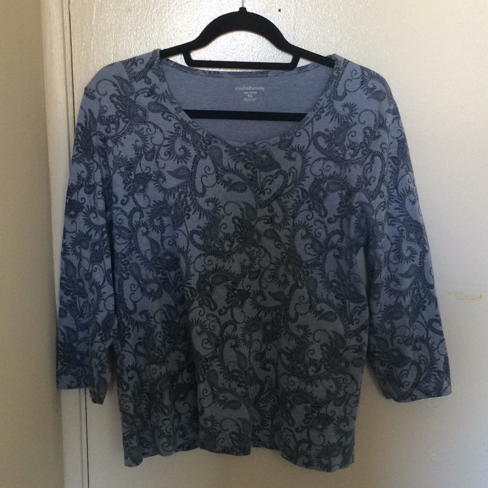 Croft & Barrow paisley blue long sleeve
